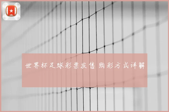 世界杯足球彩票发售 购彩方式详解